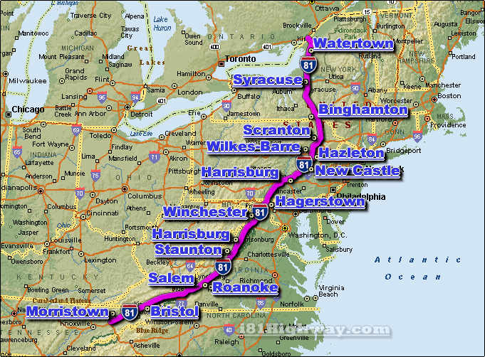 Dangers On I 81 Kolsby Gordon Robin Shore   Interstate 81 Map 